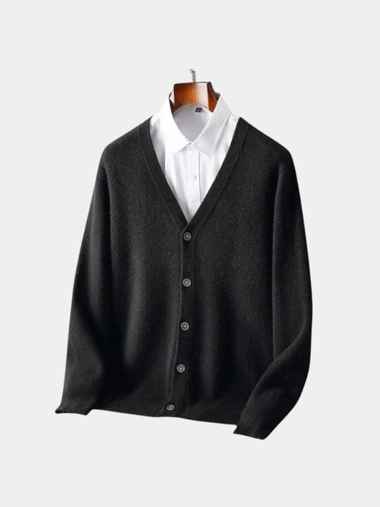 Cardigan en Laine Mérinos Col V - Cross & Crown