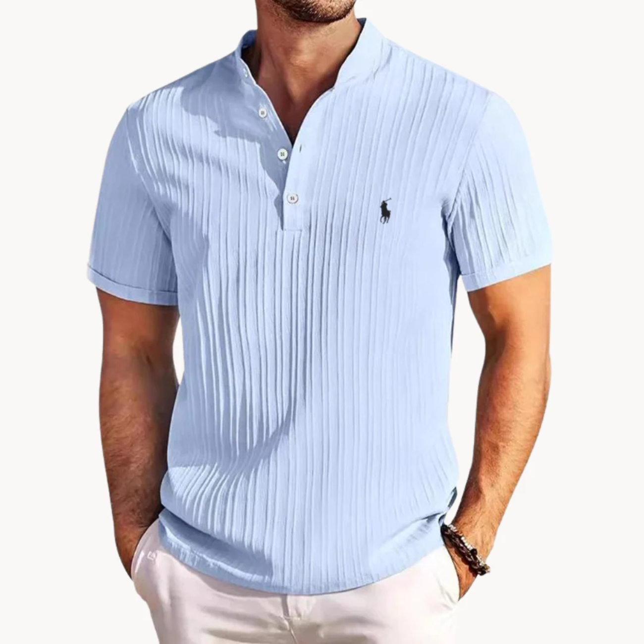 Camiseta Henley Acanalada L.C. - Venta de Liquidación