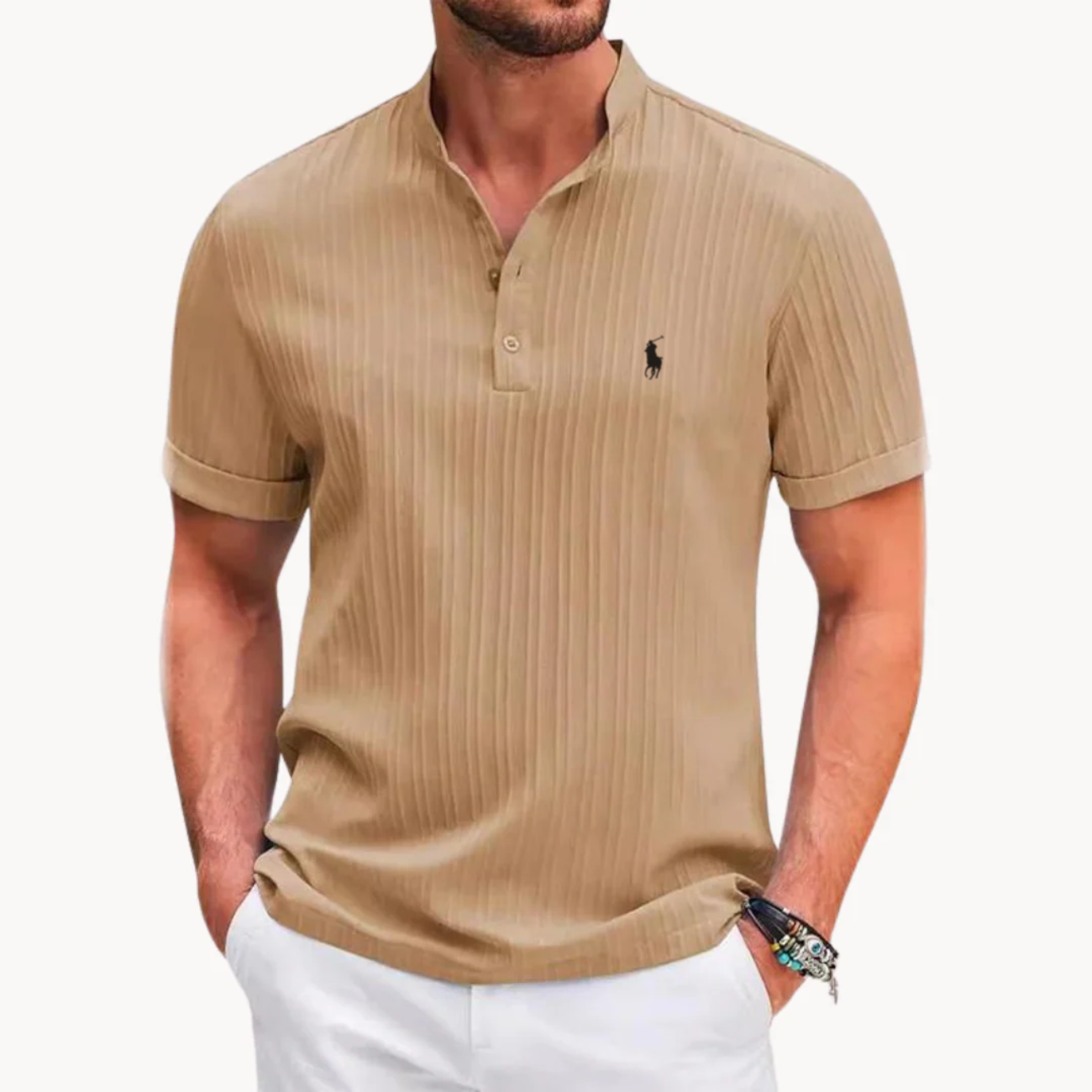Camiseta Henley Acanalada L.C. - Venta de Liquidación