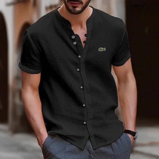 Camisa Henley texturizada con botones L.C - Venta de liquidación