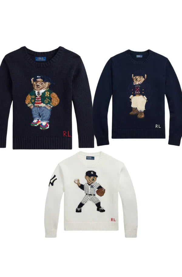 Conjunto para hombre 3 estilos RL Polo Bear Suéter Conjunto YANKEES