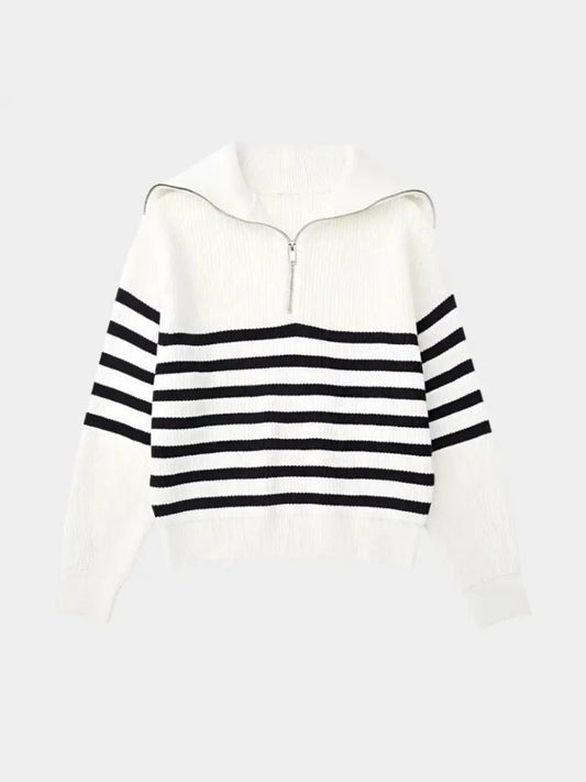 Pull zippé rayé Casual - Cross & Crown