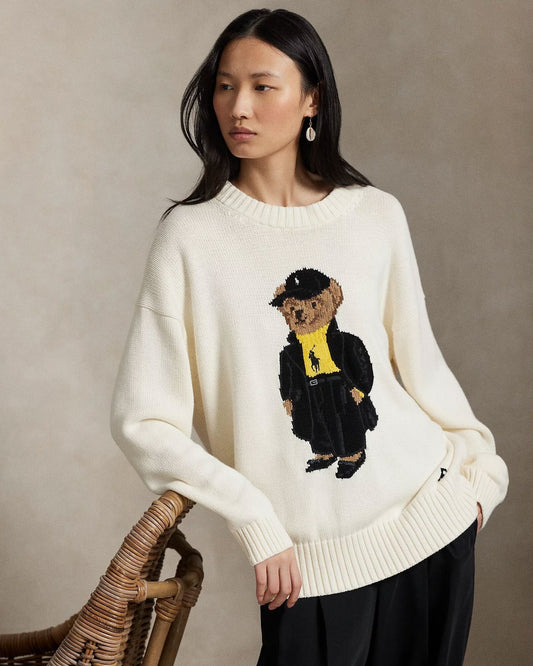 Suéter de algodón con cuello redondo de Polo Bear para hombre