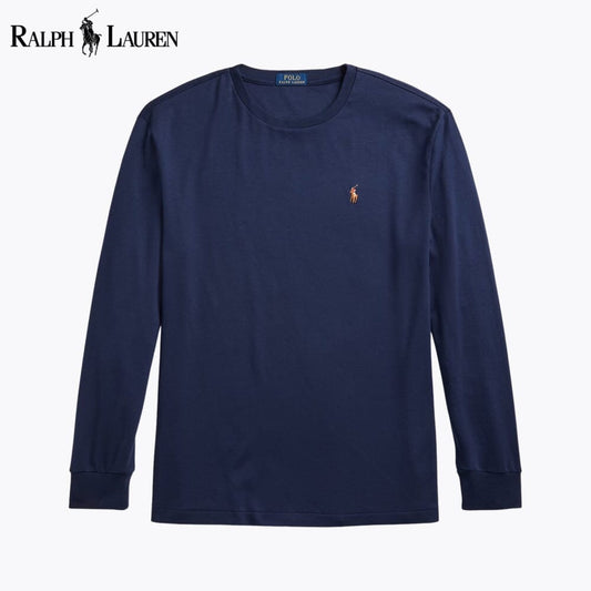 Camiseta de cuello redondo de algodón suave clásico para hombre