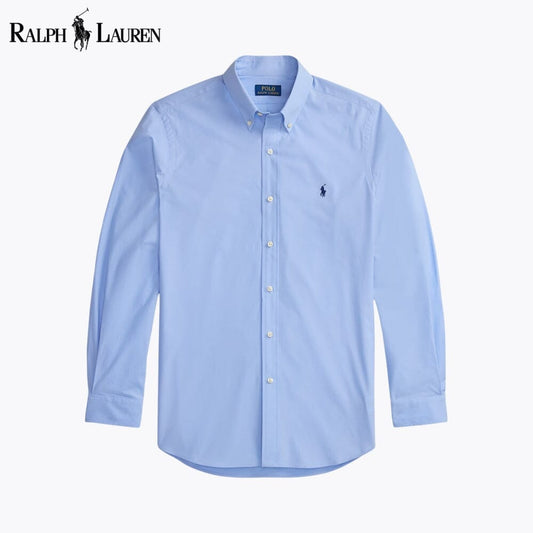 Camisa elástica de popelina para hombre, corte clásico