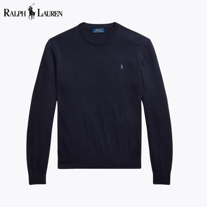 Jersey de cuello redondo de algodón y cachemira para hombre