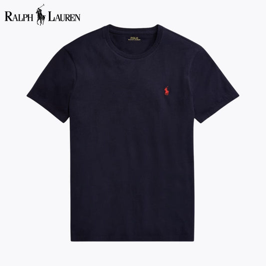 Camiseta de cuello redondo de punto para hombre, corte slim a medida