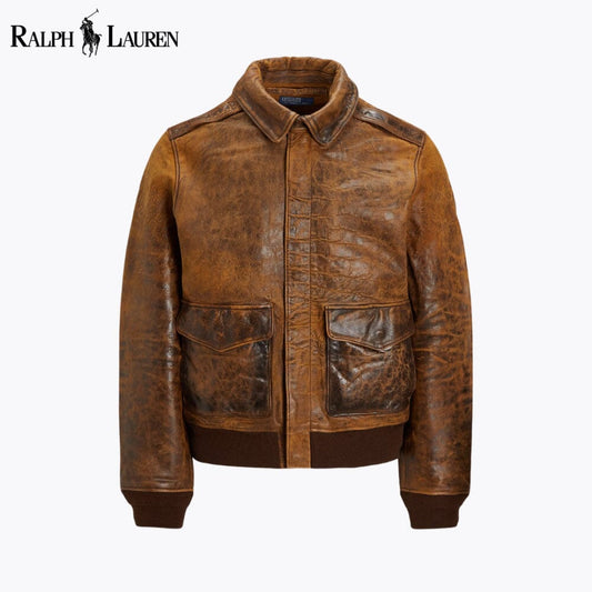 Chaqueta de aviador de cuero para hombre