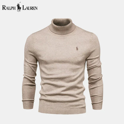 Men's Turtleneck Cable-Knit Wool Knit Sweater