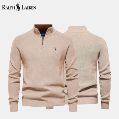 Men's Zip Cable-Knit Wool Knit Sweater