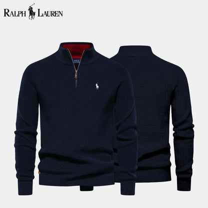 Men's Zip Cable-Knit Wool Knit Sweater