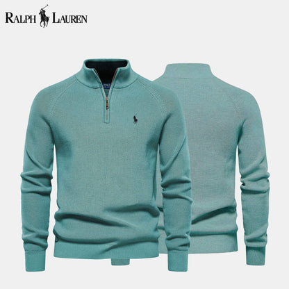 Men's Zip Cable-Knit Wool Knit Sweater