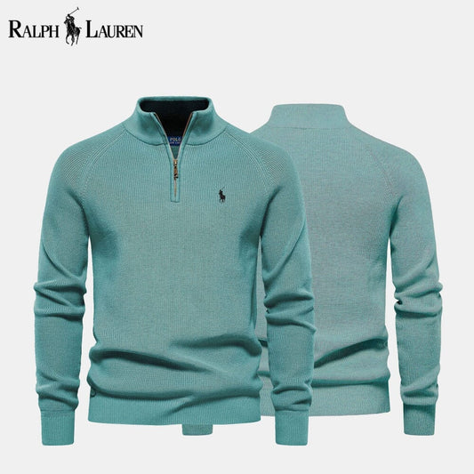 Men's Zip Cable-Knit Wool Knit Sweater